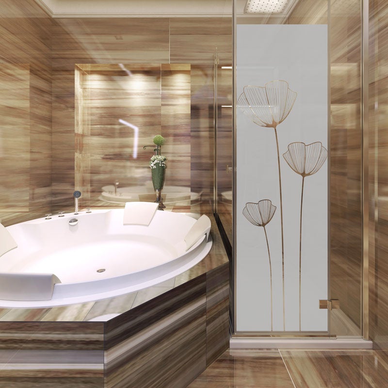 Pegatina ducha pequenas Hojas de bambú - adhesivo de pared - revestimiento  sticker mural decorativo - 120x35cm