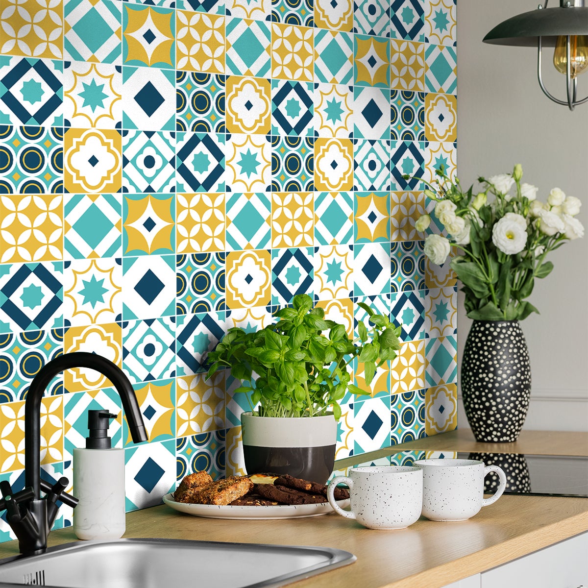 24 vinilos azulejos clafia - adhesivo de pared - revestimiento sticker  mural decorativo - 60x90cm-24stickers15x15cm