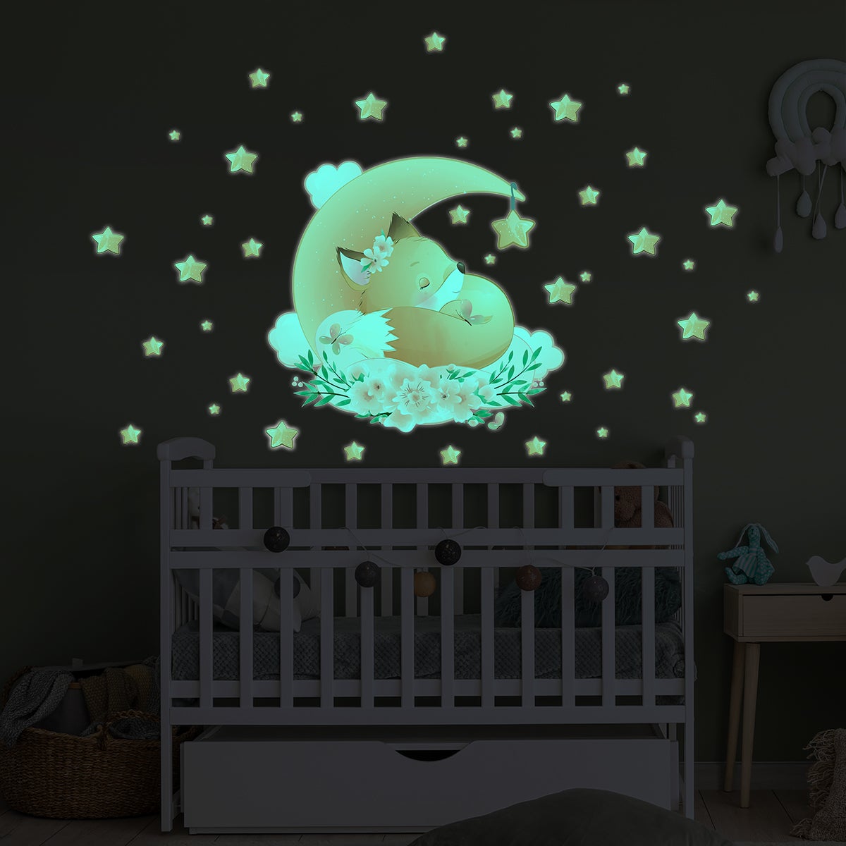 Sticker phosphorescent lumineux - SUPER-HÉROS - Autocollant mural plafond  enfant fluorescent - 40x40cm