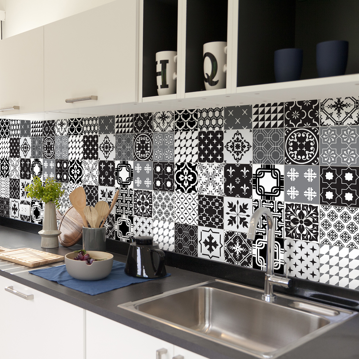 Sticker Mural Carrelage adhésif Cuisine Salle de Bain 30 STICKERS