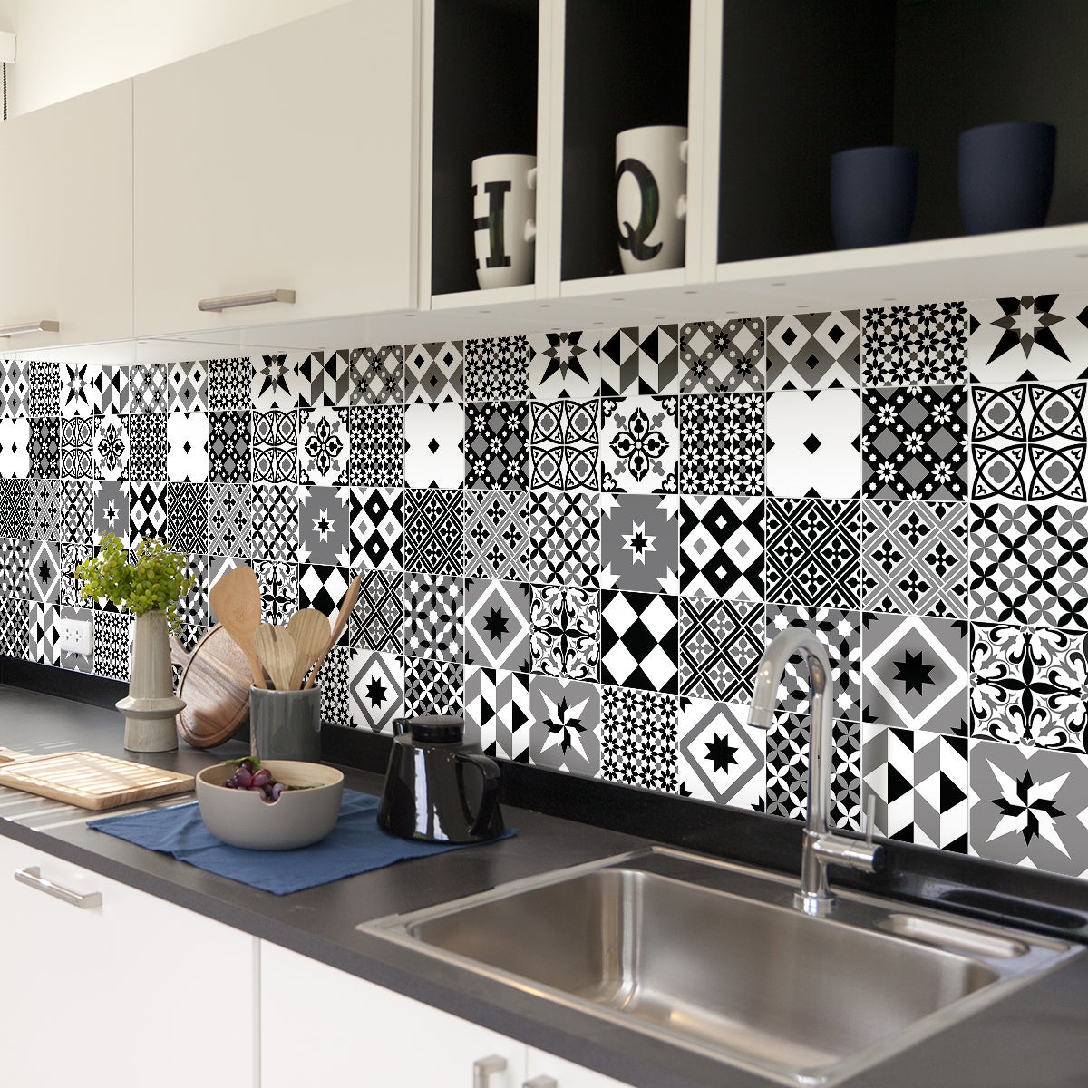 30 vinilo baldosas azulejos micaelnia - adhesivo de pared - revestimiento sticker mural decorativo - 100x120cm-30stickers20x20cm
