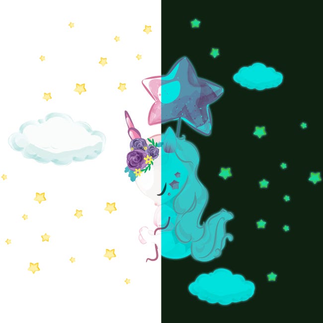 Unicorn Star Autocollants muraux lumineux au plafond-Étoile