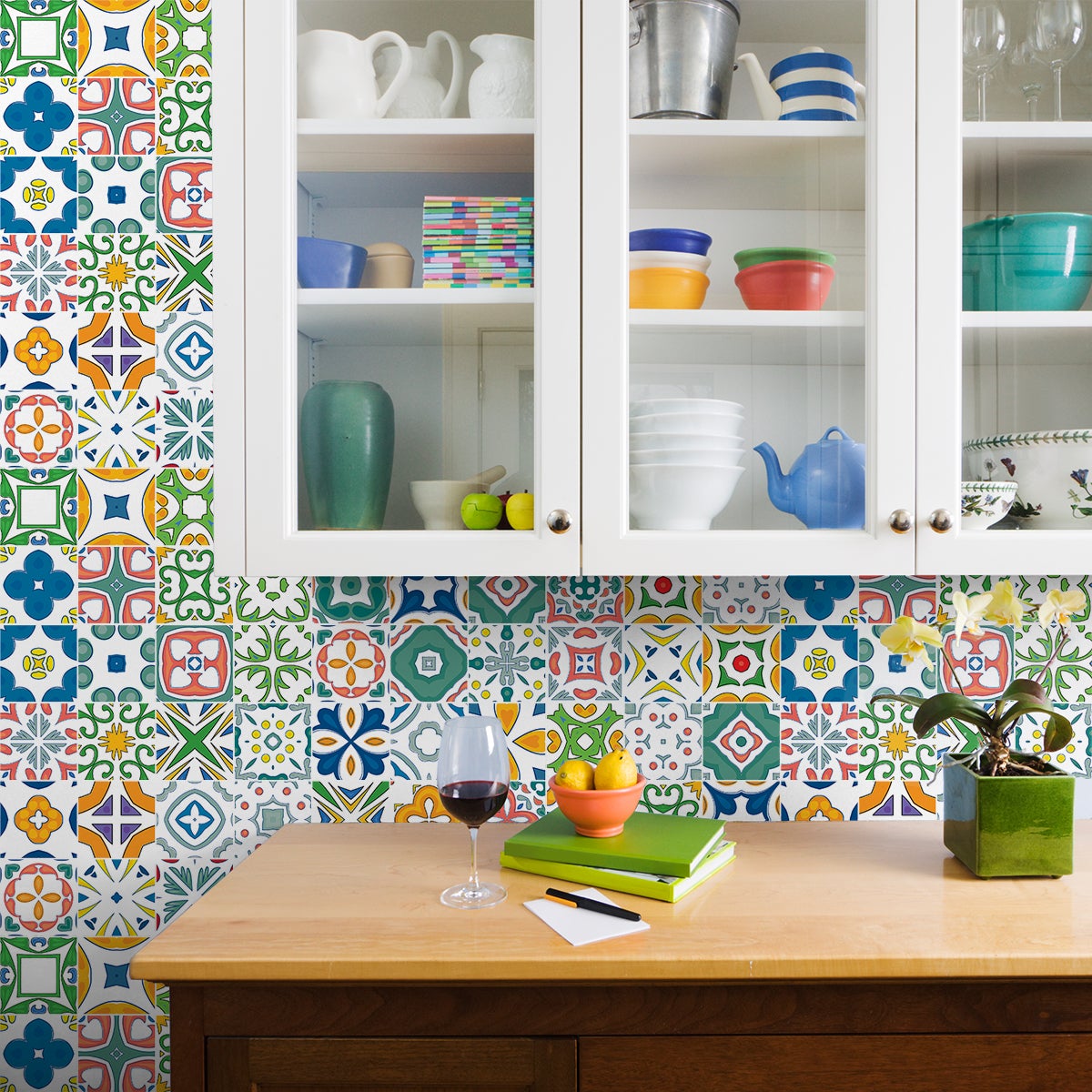 9 vinilos azulejos efernoza - adhesivo de pared - revestimiento sticker  mural decorativo - 45x45cm-9stickers15x15cm
