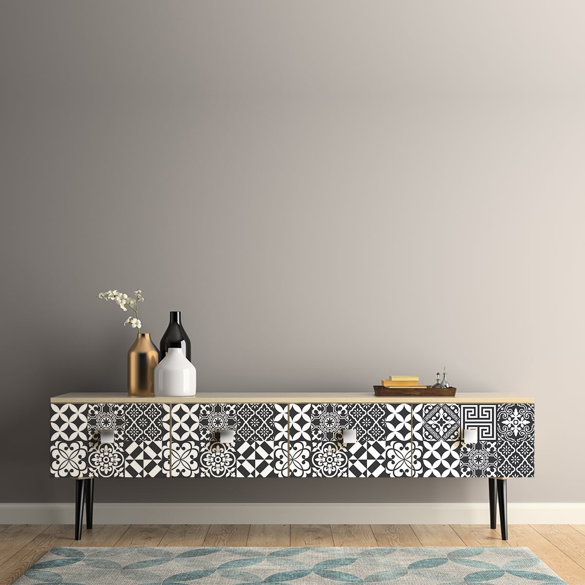 30 vinilos muebles de azulejos manuelina - adhesivo de pared -  revestimiento sticker mural decorativo - 75x90cm-30stickers15x15cm
