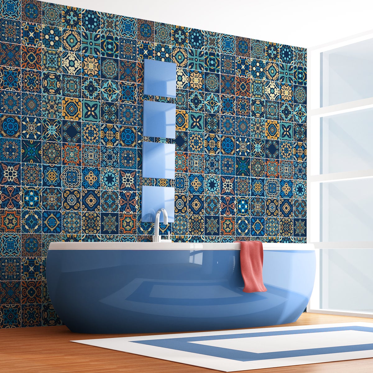60 adesivo piastrelle azulejos ceciliano - Sticker adesivo - adesivi murali  - 90x150cm-60stickers15x15cm