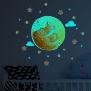 Autocollant Mural lumineux dessin animé licorne étoiles lune pour