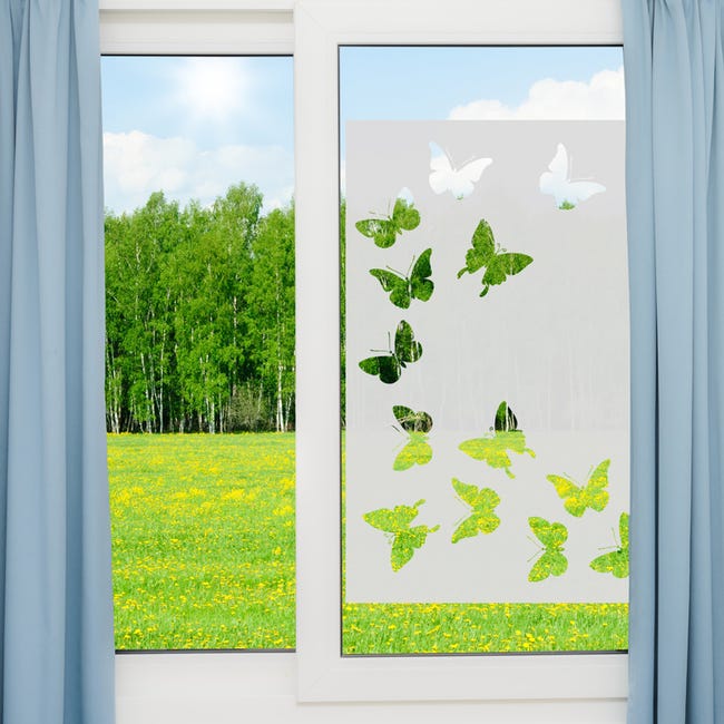 Vinilo ventana pequenas mariposas 85x55cm - adhesivo de pared -  revestimiento sticker mural decorativo