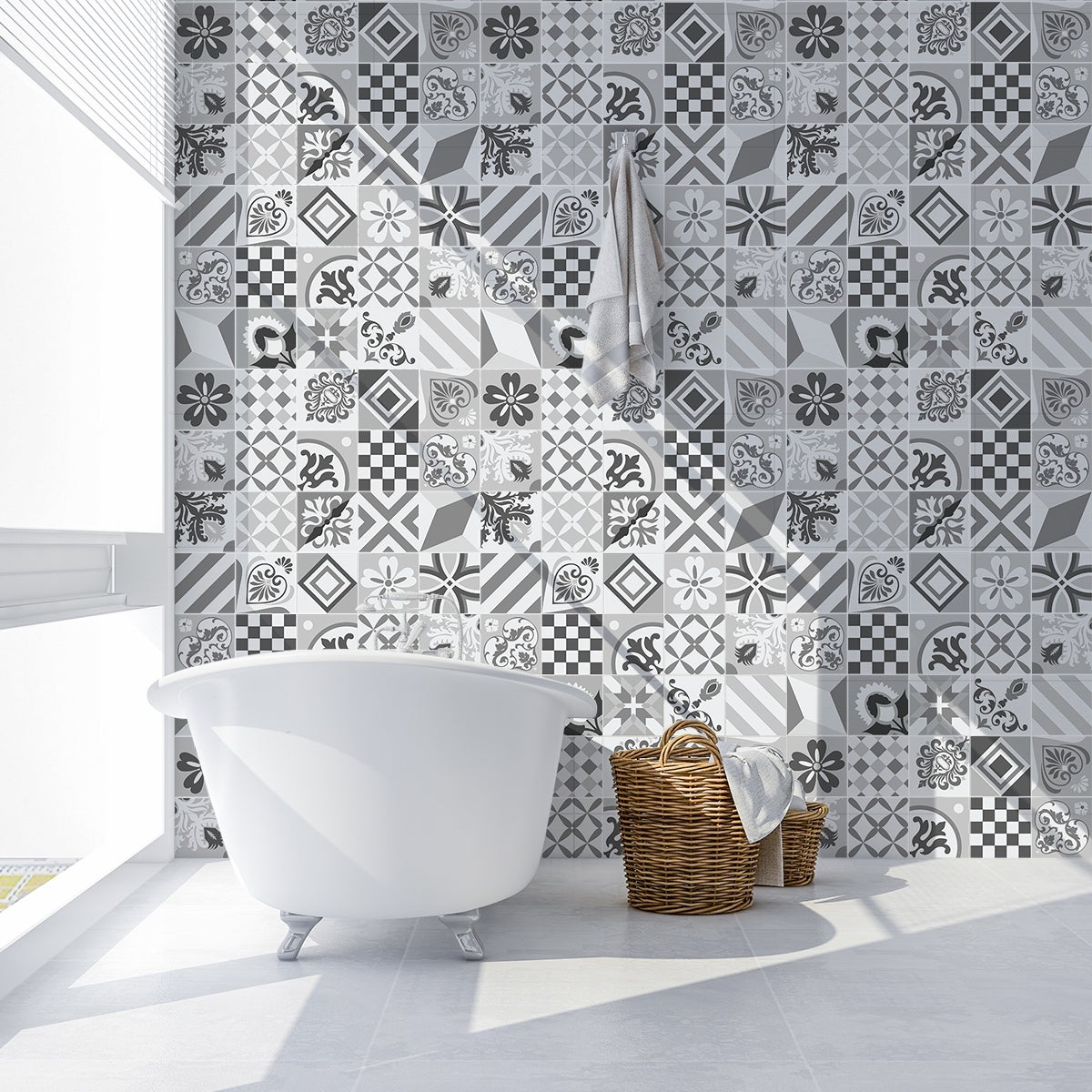 Stickers muraux - Sticker Mural Carrelage adhésif Cuisine Salle de Bain -  60 STICKERS CARRELAGES YONIO - 60stickers15x15cm