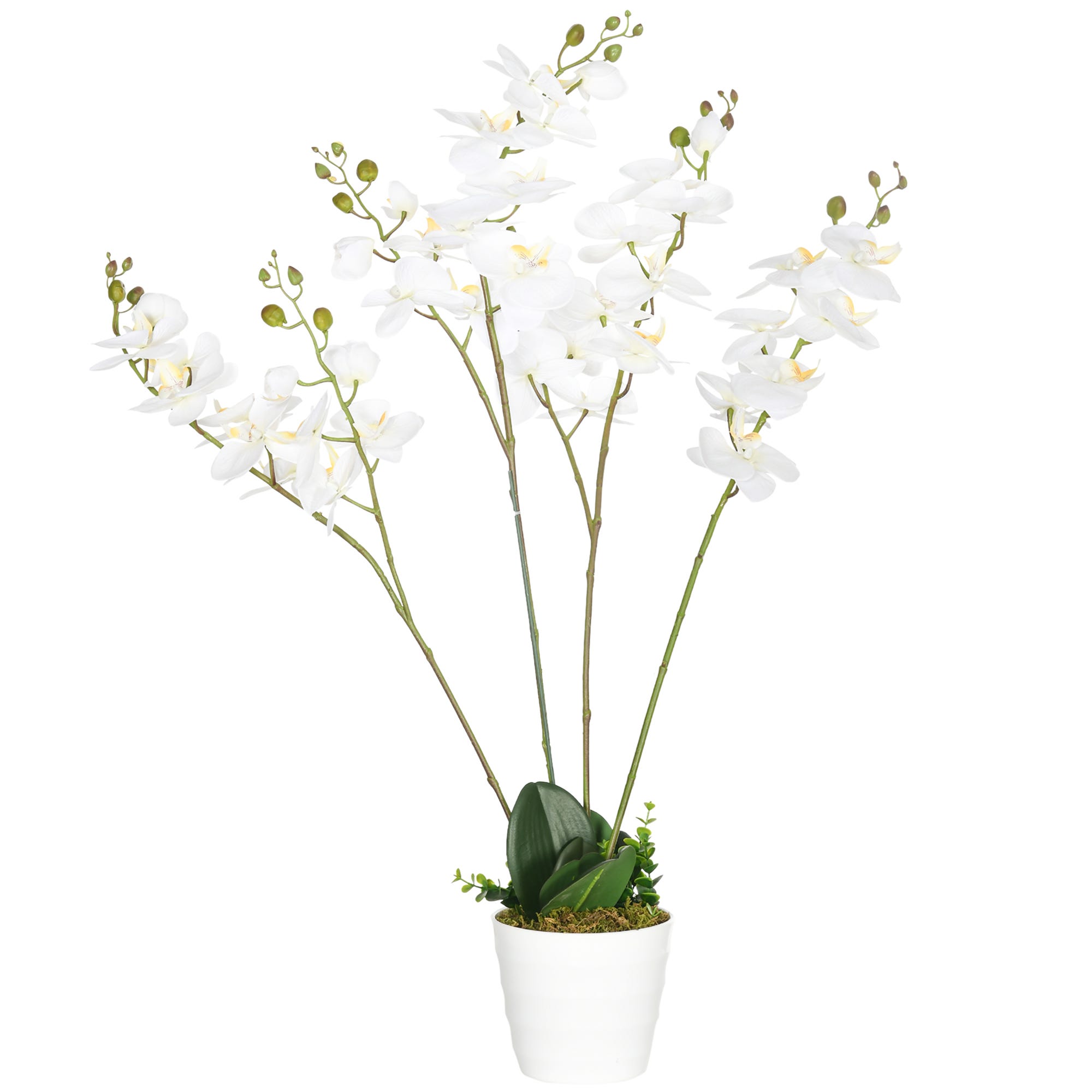 Plante artificielle orchidée H.0,75 m 4 branches 43 fleurs pot