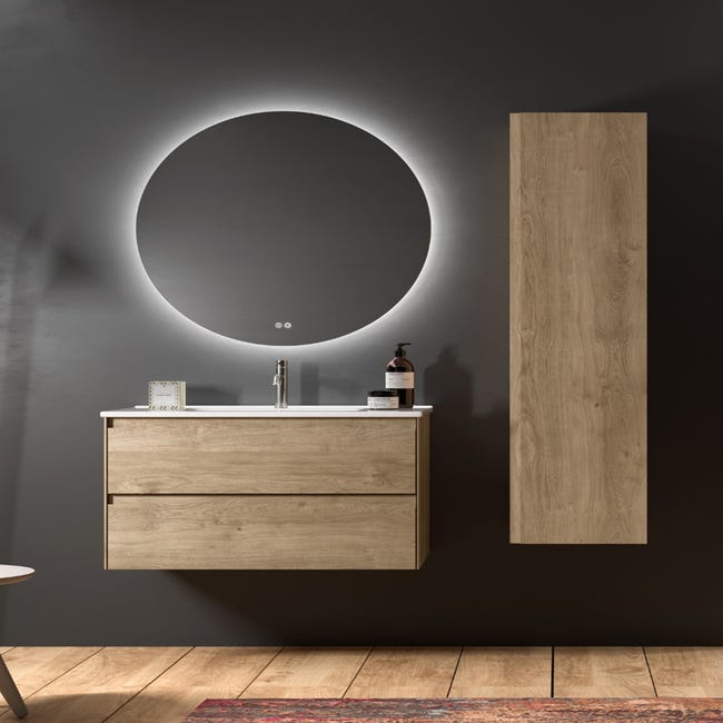 Espejo de baño de 80 cm, espejo redondo antiniebla con iluminación LED  blanca fría 6000k, espejo de pared ip44 & impermeable (apertura fina)