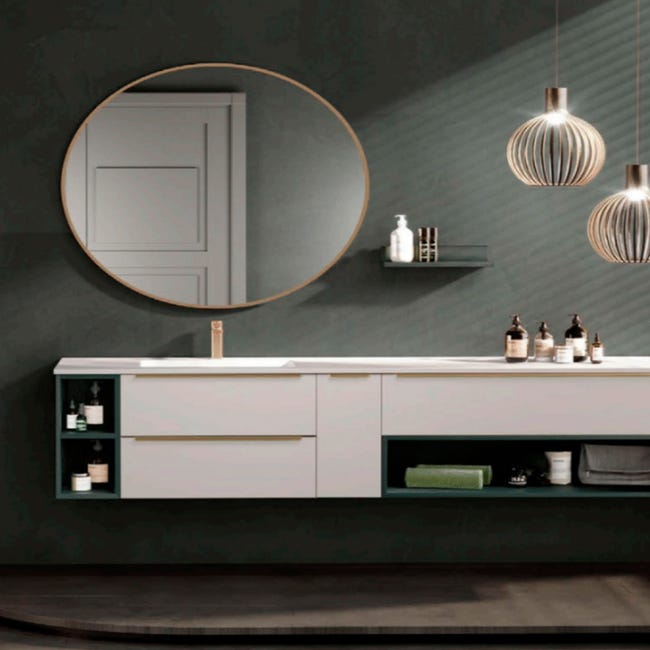 NeuType Espejos circulares de espejo redondo de 28 pulgadas, dorado,  montaje en pared, marco de aleación de aluminio para baño, sala de estar