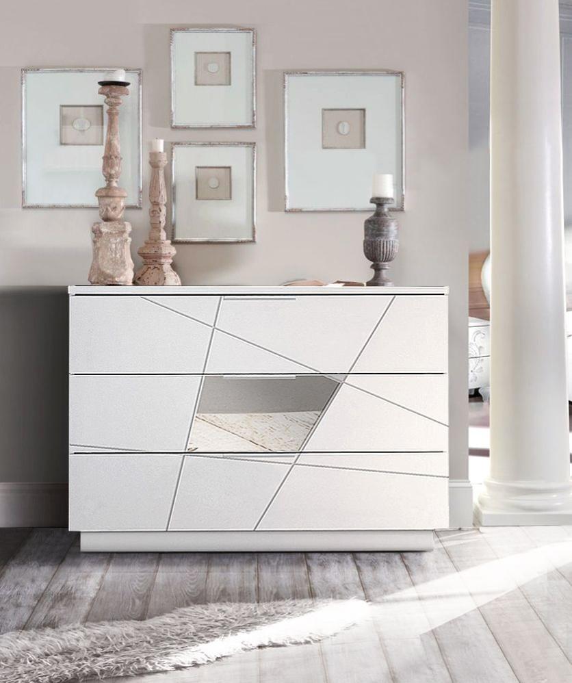 Commode sérigraphiée avec inserts miroir 3 tiroirs, Blanc Leroy Merlin