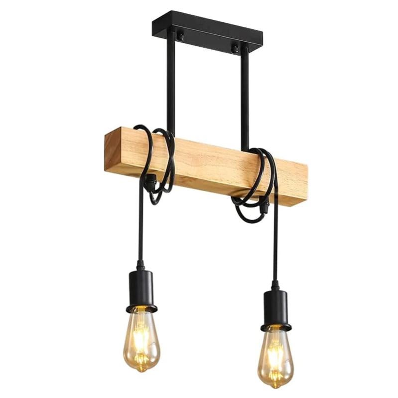 WRlight Lustre Vintage Style De Ferme Sombre Poutre En Bois Vieilli Grand Lustre Linéaire De L'île 10 Lumières Lustre éclairage éclairage De Restaurant Plafond Nostalgie