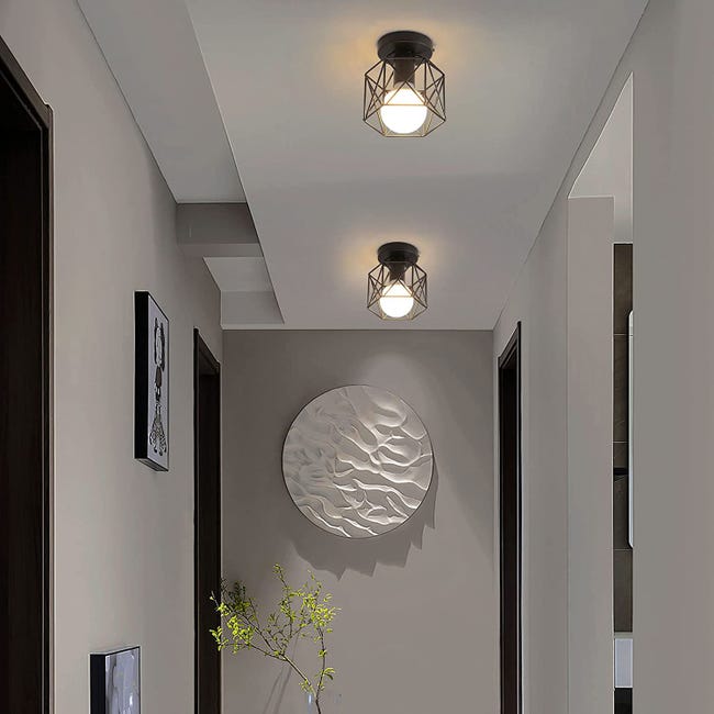 Doo2do Lampe De Plafond Vintage Industrielle E27 Plafonnier Lustre  Luminaire Couloir Escalier Entrée Doré Rose