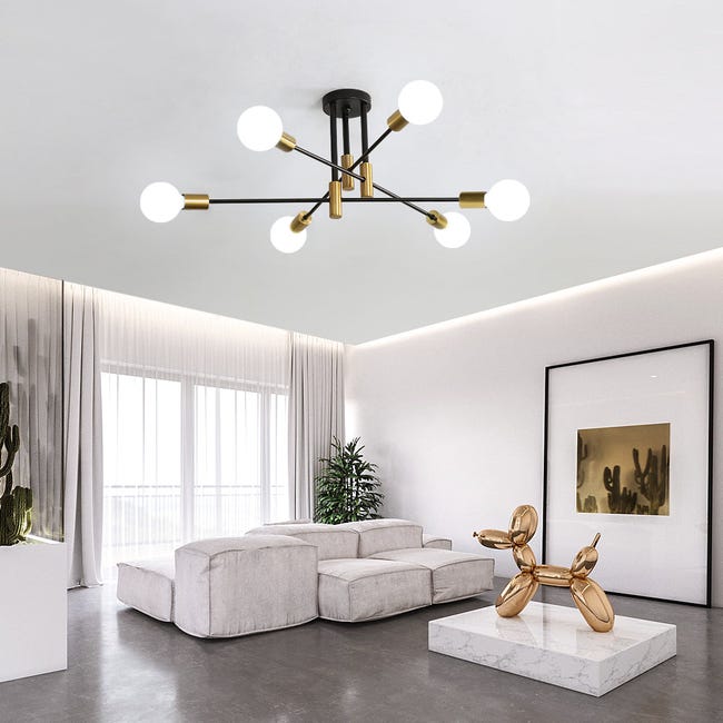 Plafoniera industriale, lampada da soffitto, lampadario industriale E27,  lampada a 6 pendenti per soggiorno camera da letto (lampadina non inclusa)