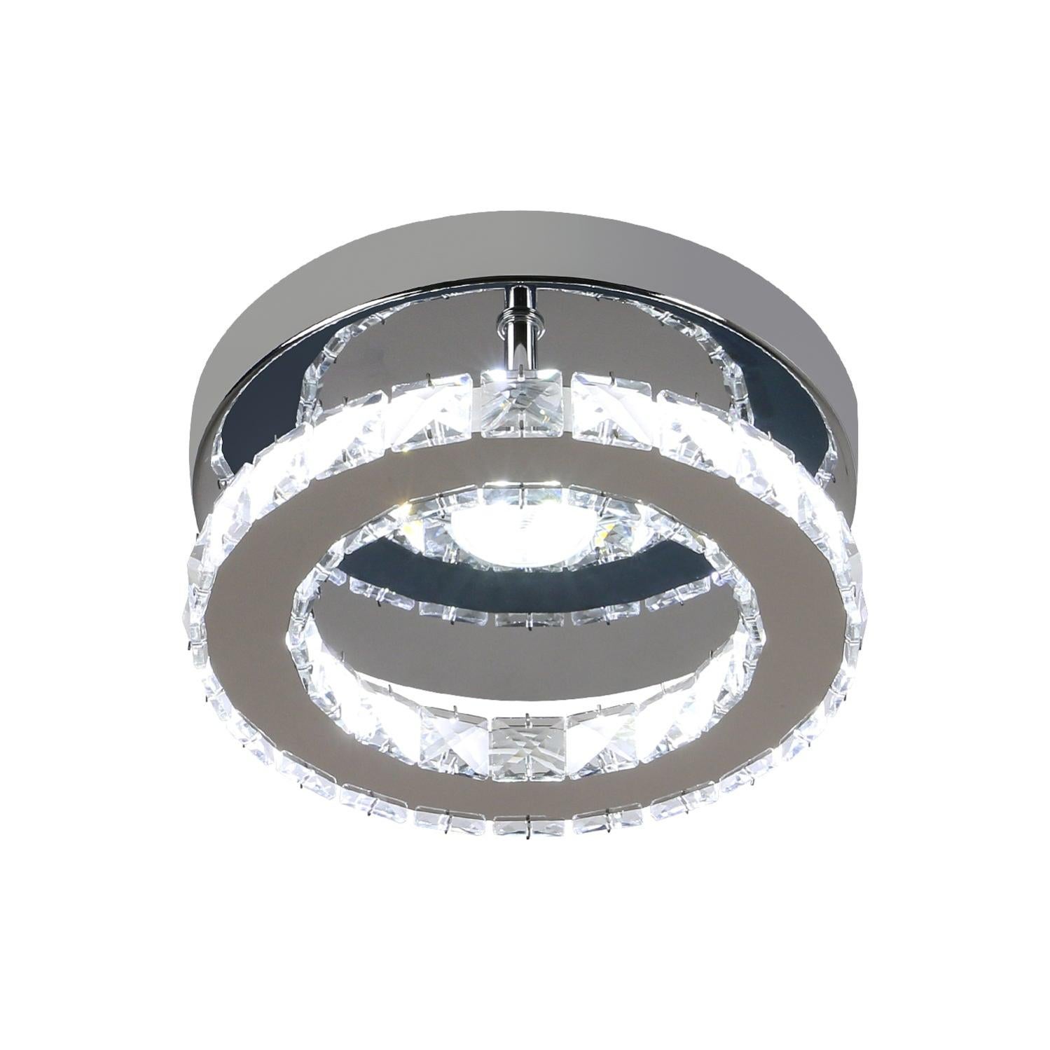 Plafonnier LED Lustre Cristal 32W - Forme Lune, 3 Tons - 400x90mm