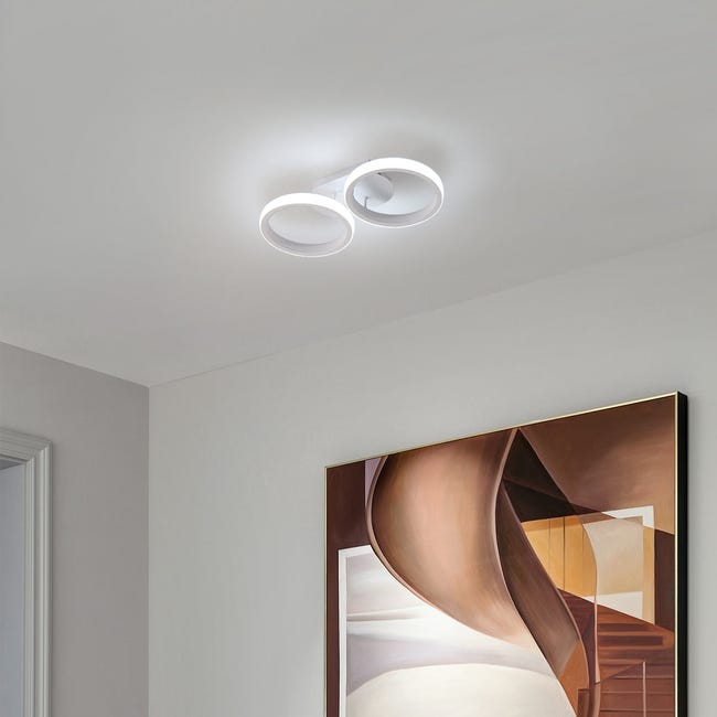 Plafonnier LED, Lampe de Plafond 2 Anneaux 22W 1650LM, Lampe LED Rond  Moderne pour Cuisine Salon Couloir Chambre Salle de Bain, Blanc Froid  ,6000K