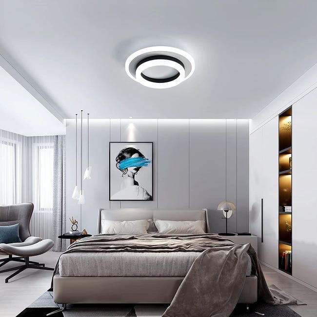 Plafonnier Led moderne, Lampe de Plafond 24W, 20 cm Plafonnier Pour chambre  à coucher, salon, salle à manger 6500K -Luminaire Blanc froid