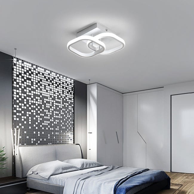 Tomar un baño Sabio Nueva Zelanda Plafón LED Techo, Lámpara de techo Moderno acrílica 24W 2550LM, Plafones  para Techo LED 2 cuadrados blanca 29CM para Sala de estar Dormitorio  Comedor | Leroy Merlin