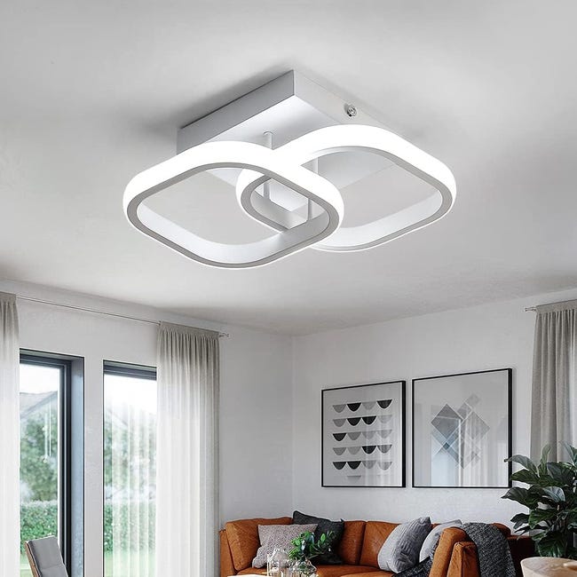 Plafonnier LED 22W Design moderne Cercle Carré Lampe de Plafond Pour  Cuisine Salle à Manger Chambre Couloir Entrée Balcon Blanc Froid 6000K