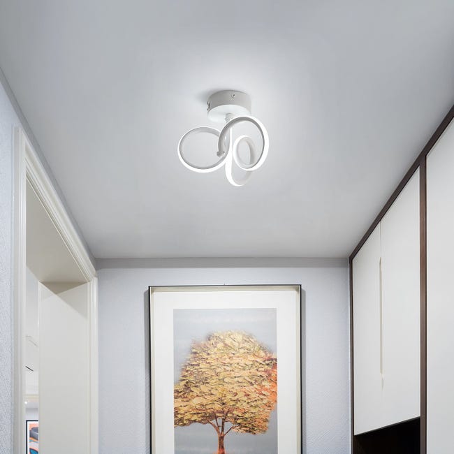 Plafonnier LED moderne rond H10cm pour chambre, noir et blanc