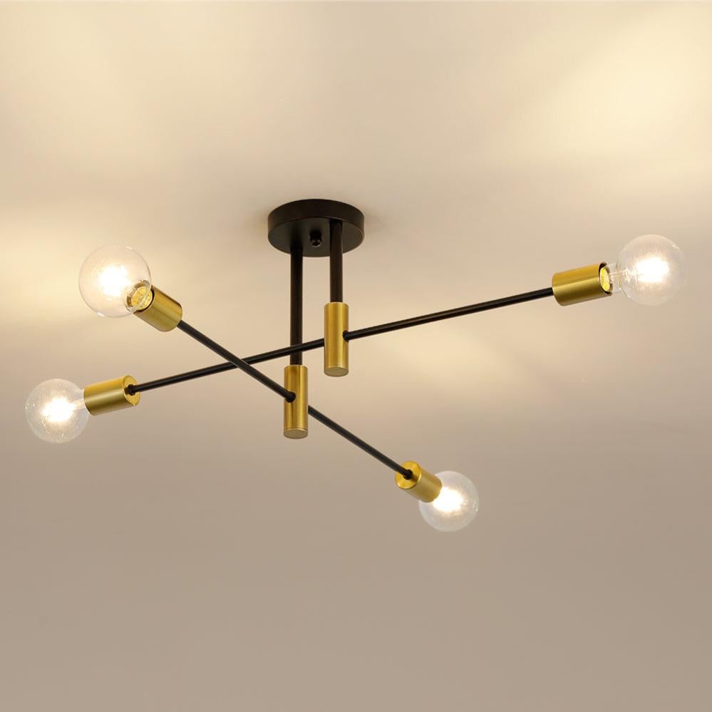 JHLBYL Lampadario Sputnik in Metallo Argento Moderni a 8 Luci Semi Incasso Lampada Vintage per Soggiorno Cucina Camera da Letto Sala da Pranzo