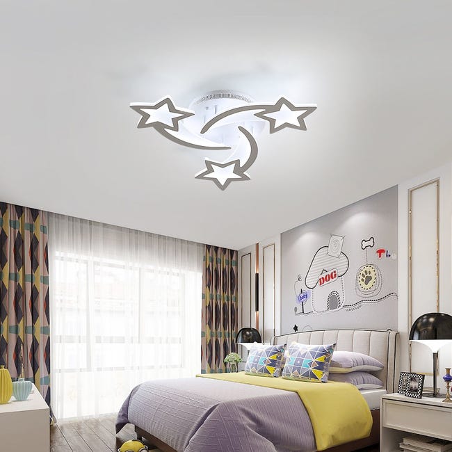 Créatif Lumière De Plafond Pour Chambre,Simple Moderne Étoiles Lune Led  Enfants's Chambre Plafonnier Salon Lumière De Plafond Lustre : :  Luminaires et Éclairage