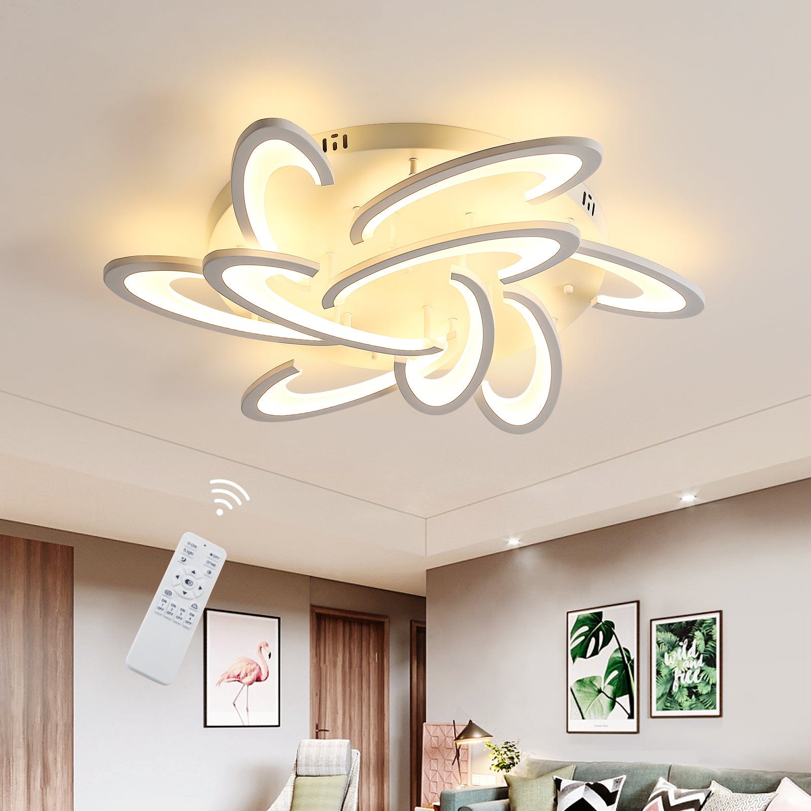 Plafonnier LED moderne, lustre LED dimmable, plafonnier pour salon