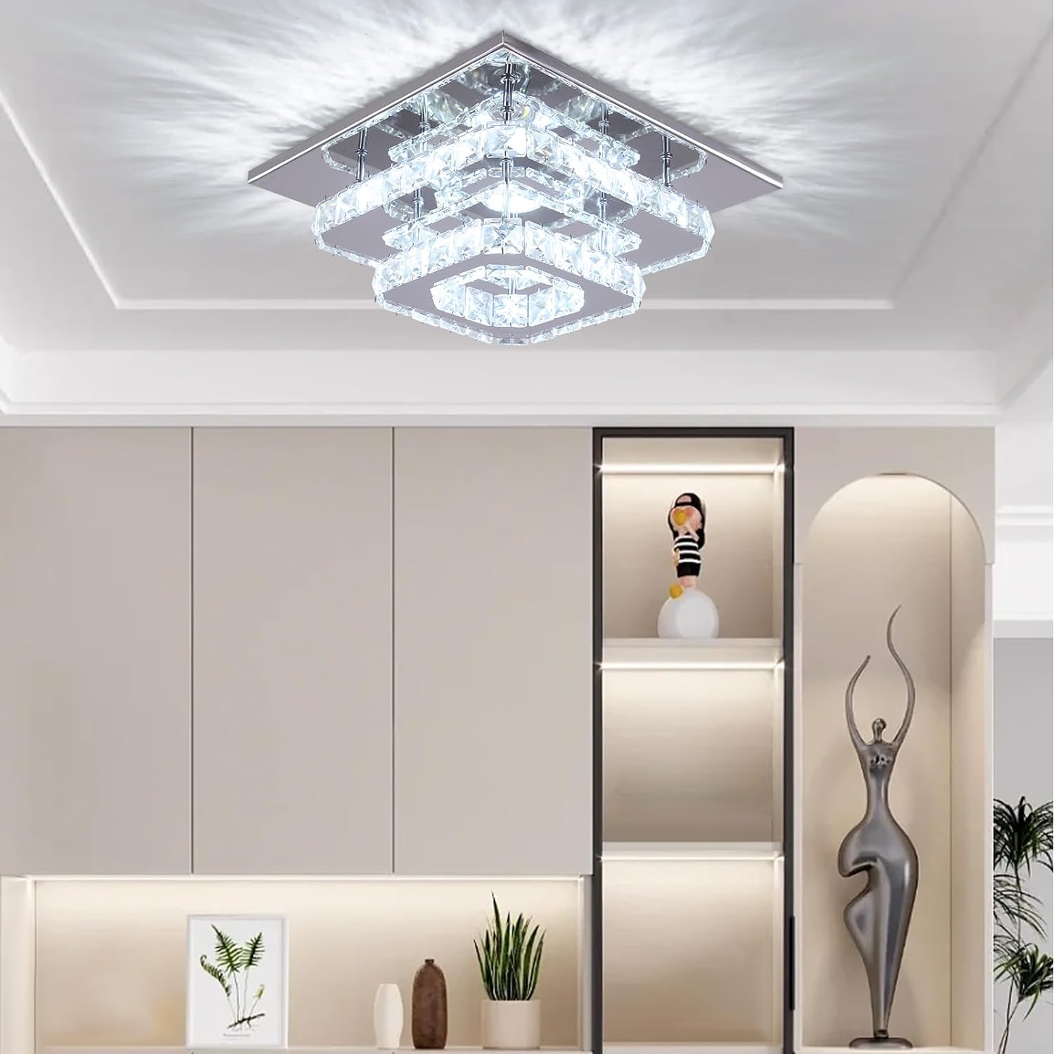 lampadario di cristallo moderno con 9 luci: .it: Illuminazione   Lampadario di cristallo, Plafoniere per camera da letto, Illuminazione  lampadari