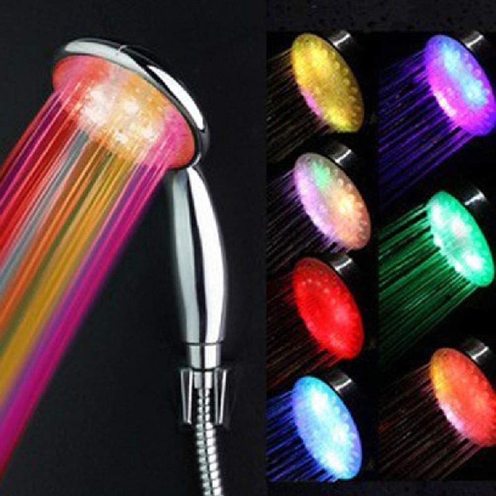 Cabezal de ducha LED, cabezal de ducha de alta presión con 7 luces LED 2  tipos de modos de lluvia ahorran el 40% de agua