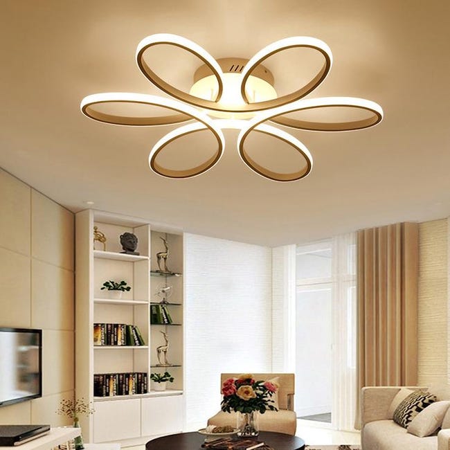 Plafonnier LED Design moderne Forme de fleur créative Lampe de Plafond Pour  salon chambre à coucher salle à manger bureau Lumière Blanche Chaude 3000K