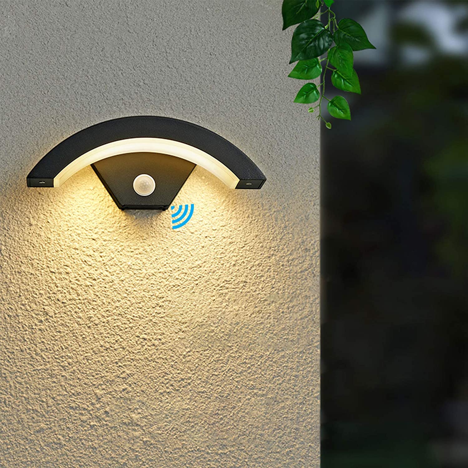 Aplique de Pared Moderno 24W Aplique con Sensor de Movimiento, 3000K Negro Luz  Calida Lámpara de Pared, Lámpara de Exterior Applique Murale Para Pasil