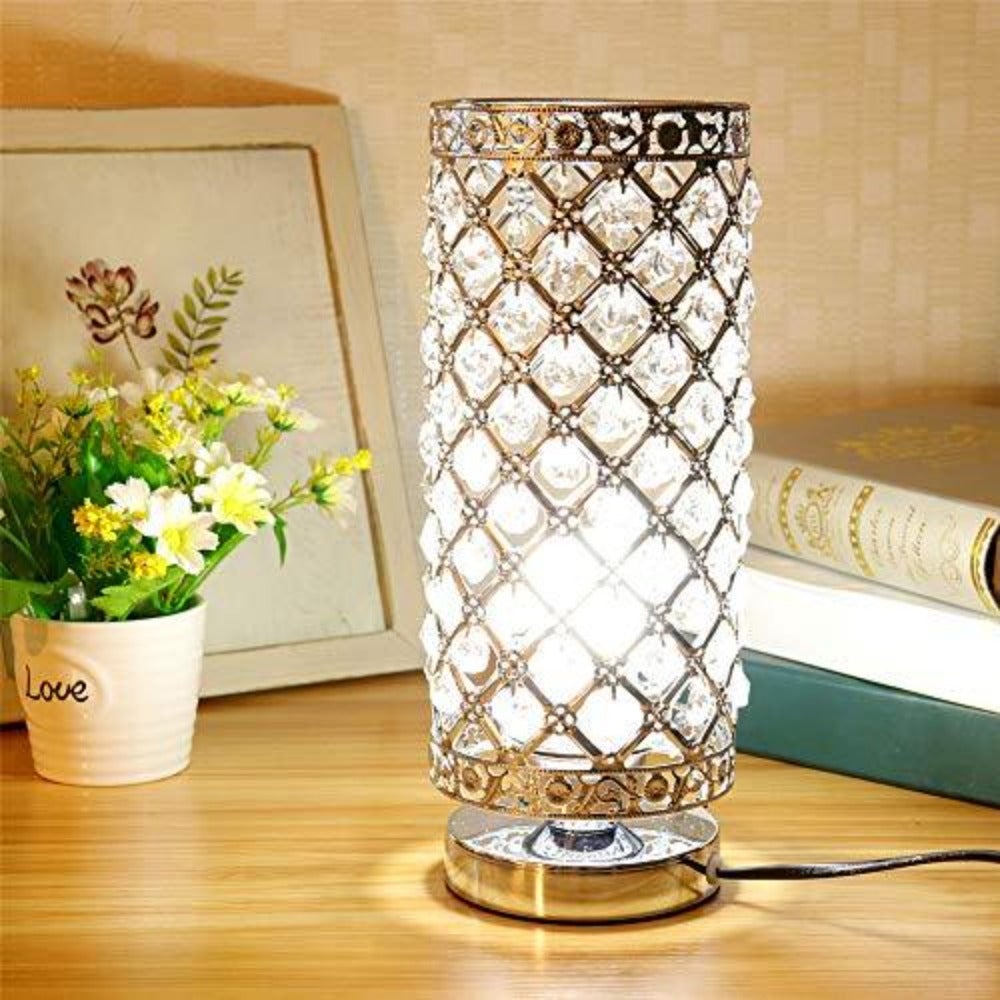 Lampe en cristal, lampe de table décorative en cristal avec