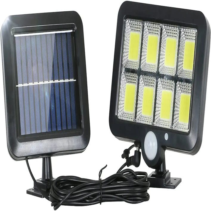 Luz Solar Exterior, Lámpara Solar con Sensor de Movimiento, Focos LED Solar  Exterior con Cable de 5M, 160 LED 3 Modos IP65 Impermeable para Jardín Gar