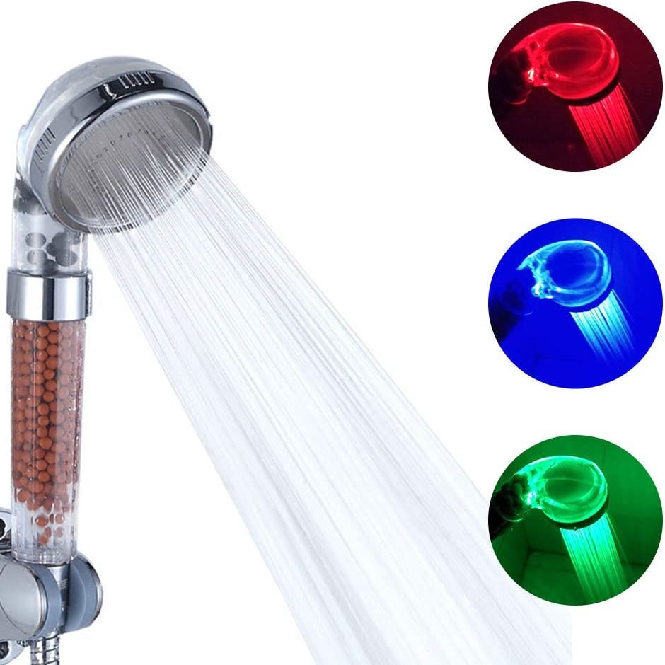Pommeau de douche LED D20cm rond 7 couleurs pour salle de bains