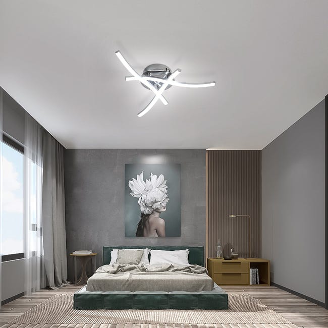 Plafonnier LED Dimmable, Luminaire Plafonnier avec Télécommande, 18W Design  Ondulé Moderne Lampe de Lustre pour Chambre Salon Couloir