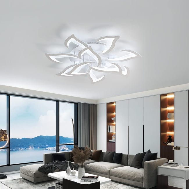 Plafonnier LED Moderne, Éclairage de Plafond Dimmable 2700K-6500K avec  Télécommande, Lustre Carré Acrylique 60CM pour Chambre à Coucher, Salon  (100W