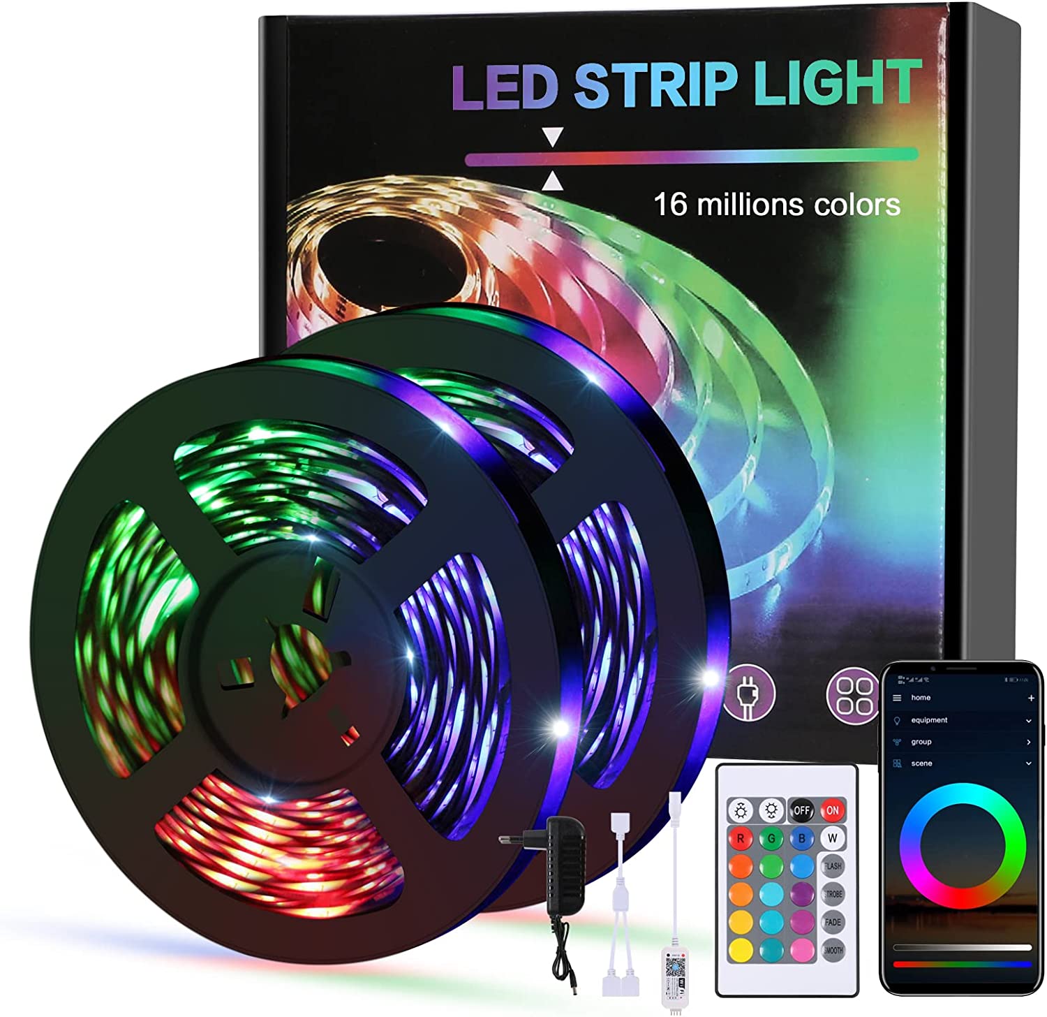 Tira LED RGB Impermeable IP65, WiFi Luces LED Habitacion 5M con Control  Remoto y Caja de Control, Multicolor y Regulable, Luz LED RGB 20 Colores 8  Mod