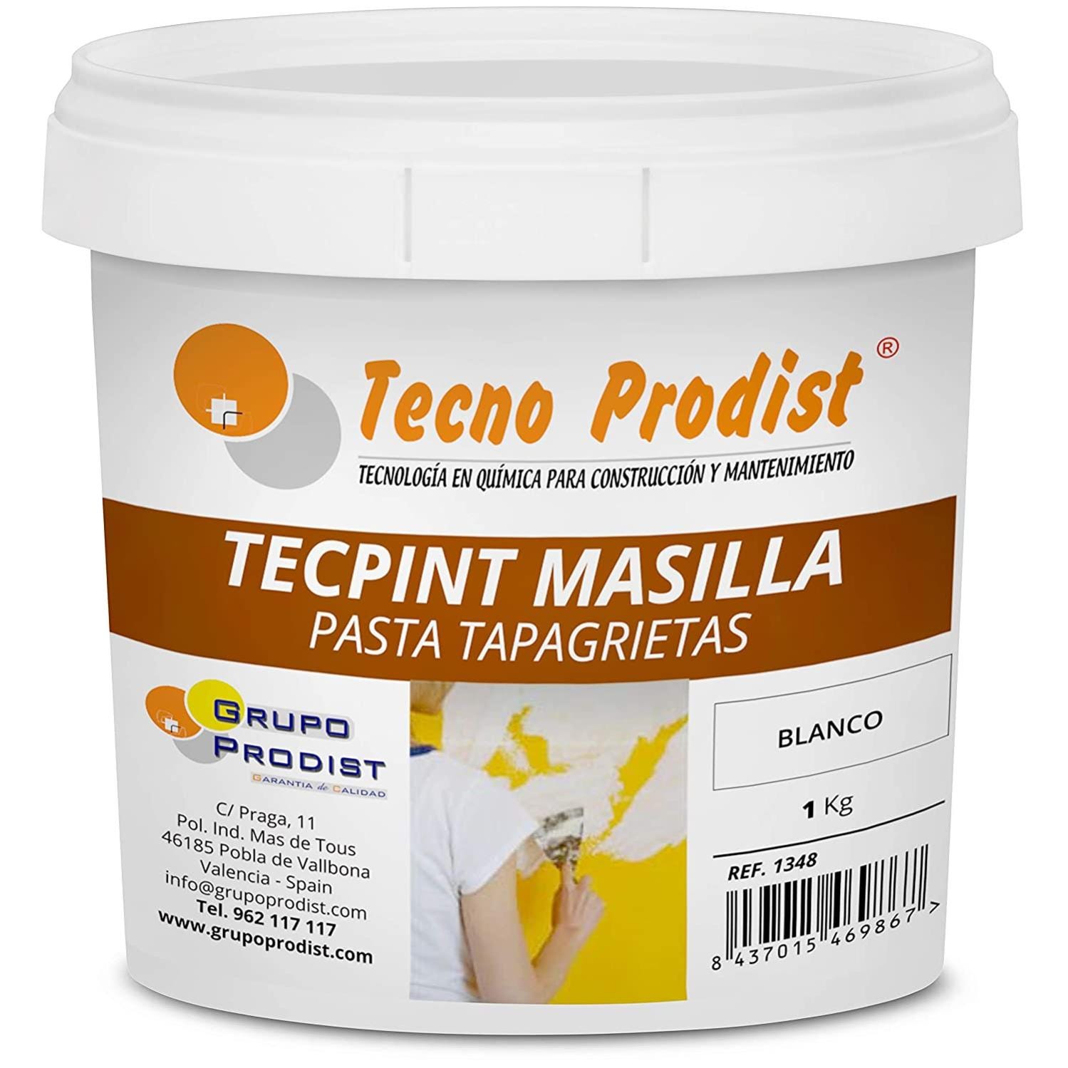 TECPINT MASILLA PARED de Tecno Prodist - Masilla de relleno pared - Pasta  Tapagrietas para fisuras - Lista para usar - (BLANCA) - Blanco - 1 Kg