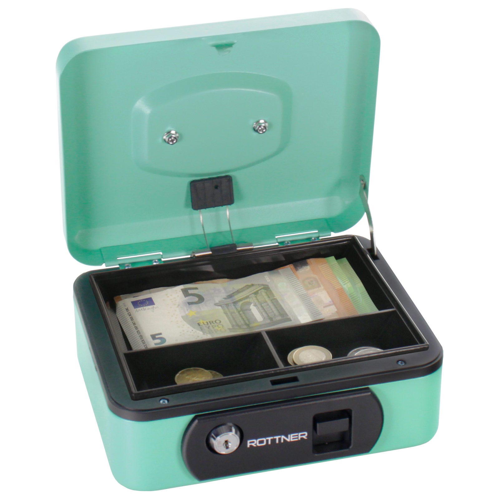 Rottner Pro Box One Caisse à monnaie turquoise avec fermeture à