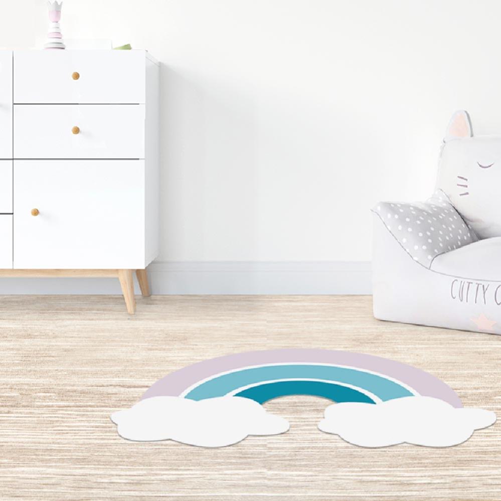Tapis Chambre Enfant Arc-en-ciel - 120x170 Cm, Motifs Pois Cœurs Nuages, Résistant - 2