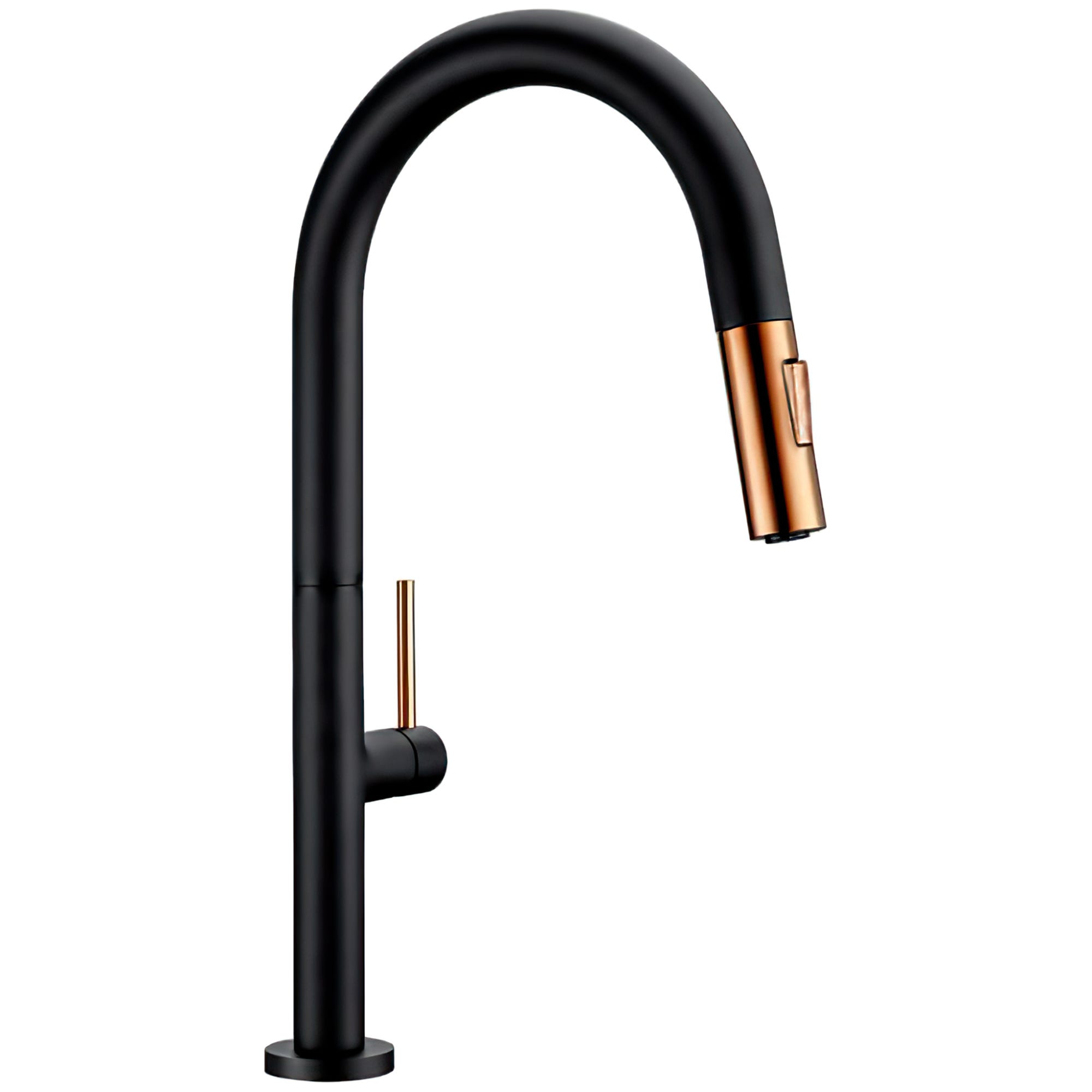 VALAZ Grifo cocina alto extra ble monomando negro mate y dorado