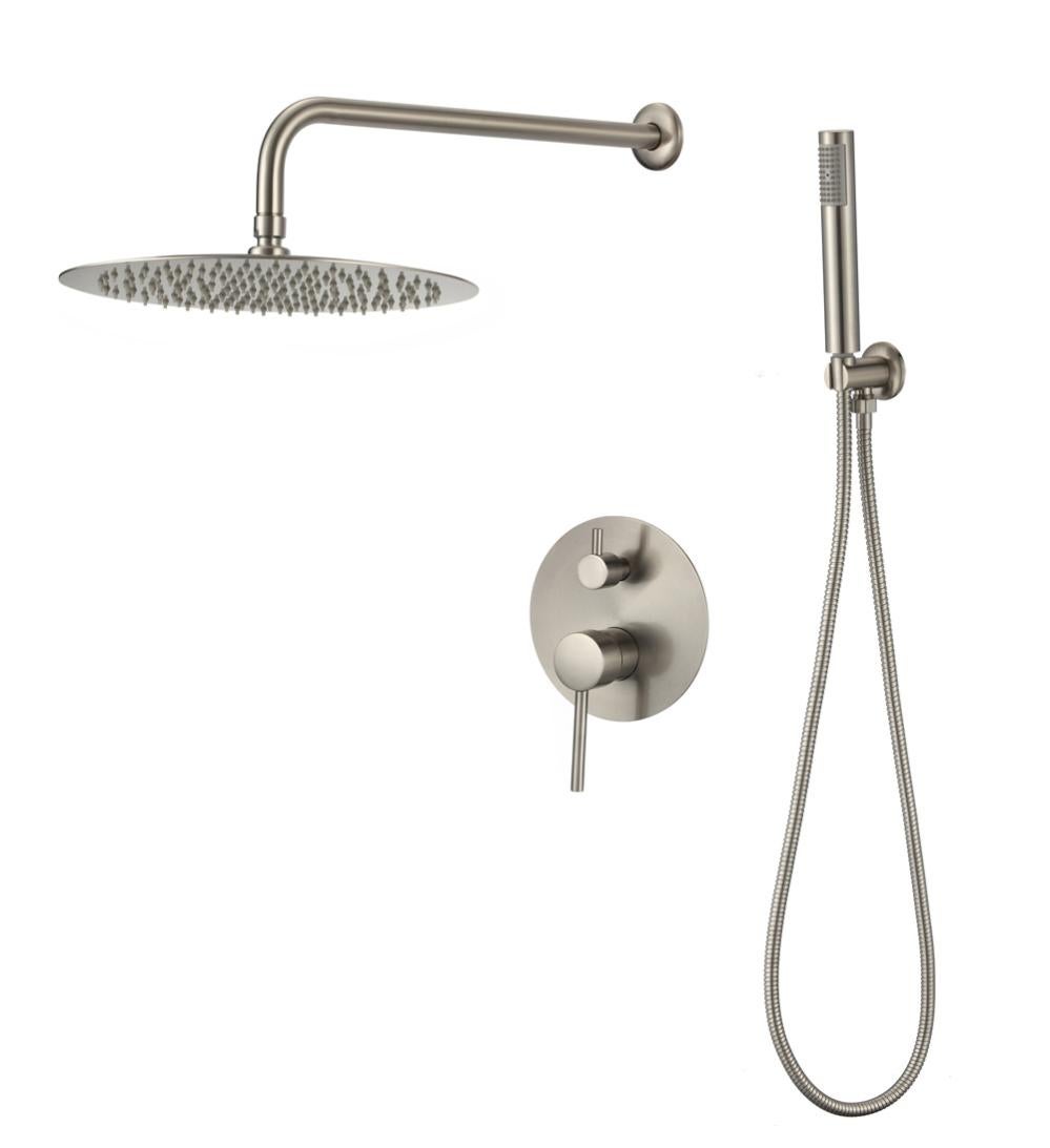 Rubinetto Lavabo Monocomando VALAZ Serie Guadiana - Beccuccio 26 Cm, Acciaio Spazzolato, Per Incasso Su Lavabo Rotondo