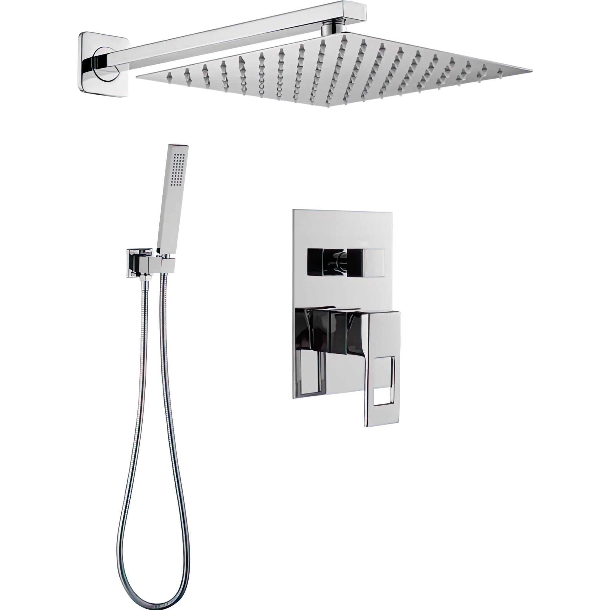 Valaz ducha empotrada monomando pared cuadrada con maneta hueca cuadrada cromada serie tormes - 40cm