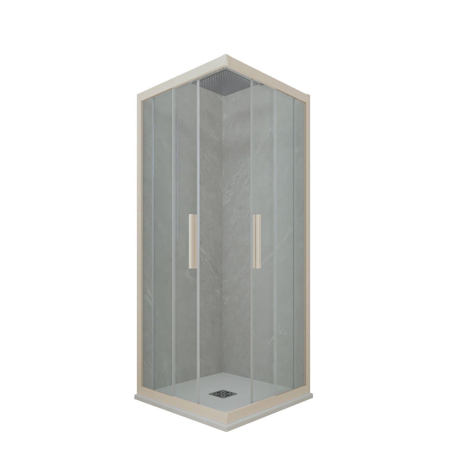Mampara de ducha angular deslizante 70x90 CM de PVC Blanco Matt H 200  Vidrio Transparente mod. Kolors