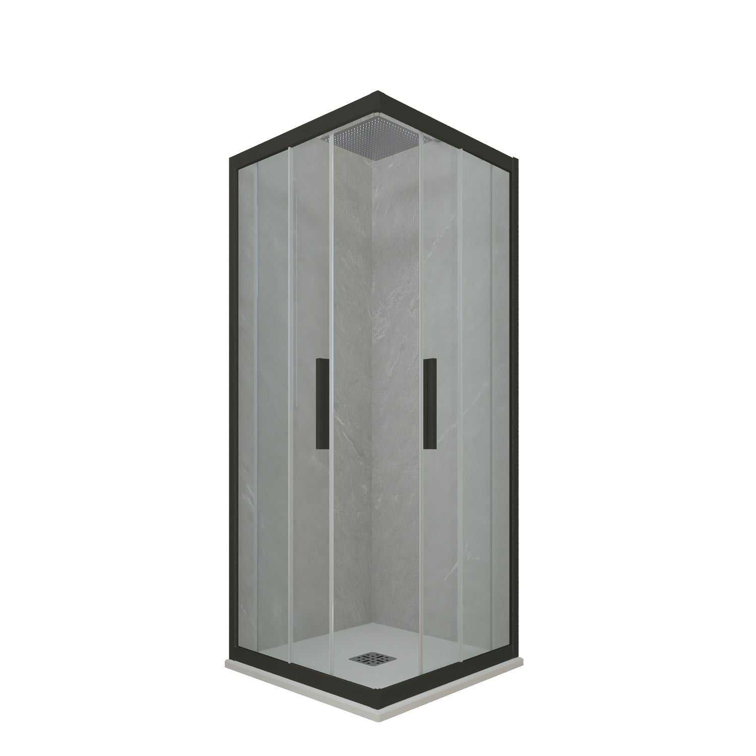 Mampara de ducha Angular ALLSTONE BASIC 2+2 90x90 cm cristal Transparente  perfil Titanio