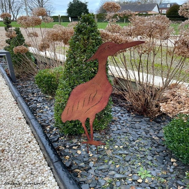 Silhouette, décoration de jardin, lot de 4 oiseaux en métal avec