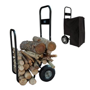 WilTec Chariot porte-bûches XL Transport de bois de chauffage