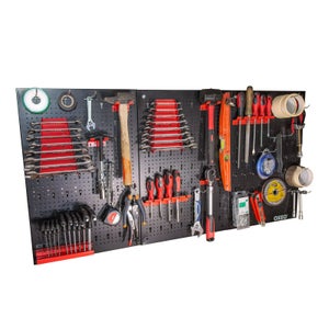 Porte outils en tôle d'acier Mottez pour 50 outils + 5 bacs en plastique  L.58 x l.15 x H.9 cm