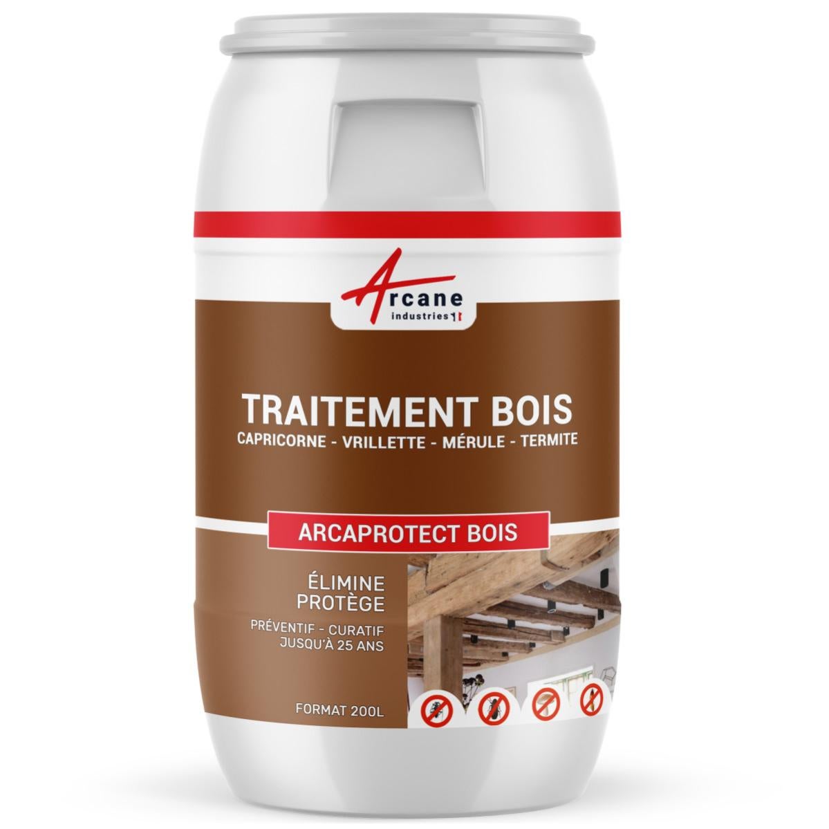 Traitement bois extérieur, intérieur pour insectes xylophènes et champignons ARCAPROTECT BOIS